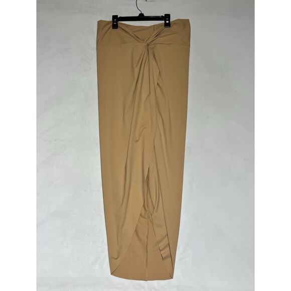 Skims Nude Ochre Sarong Swim Skirt Size XL Tan Stretch Wrap Tie Knot Cover Up - Picture 1 of 12